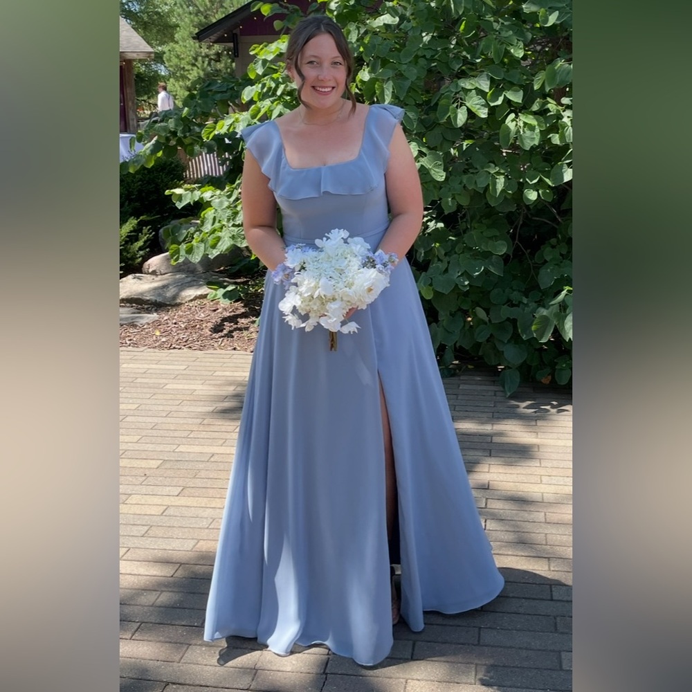 Azazie “Jinny” Dusty Blue Bridesmaid Dress Size 12